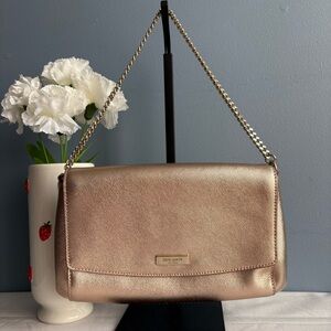 Kate Spade Gold Metallic Shoulder Bag with Chain Strap EUC